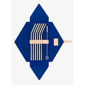 Louis Vuitton Metal Gold Silver Monogram Drinking Straws And Pouch Brown Case